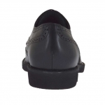 Zapato derby para hombres cerrado con cordones y punta de ala en piel negra - Tallas disponibles:  36, 51