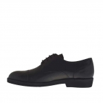 Elégant chaussure derby pour hommes à lacets avec bout droit en cuir noir - Pointures disponibles:  36, 51