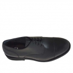 Elégant chaussure derby pour hommes à lacets avec bout droit en cuir noir - Pointures disponibles:  36, 51