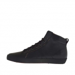 Chaussure à la cheville avec lacets pour hommes en cuir noir - Pointures disponibles:  36, 37