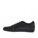Zapato deportivo con cordones para hombres en piel negra - Tallas disponibles:  36, 37, 47