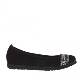 Ballerina da donna con strass in camoscio nero zeppa 2 - Misure disponibili: 32