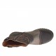 Woman's ankle boot with zippers in taupe, dark brown and printed brown leather heel 3 - Available sizes:  32