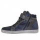 Woman's laced shoe with velcro and zipper in steel printed leather, blue suede and laminated printed patent leather wedge 2 - Available sizes:  32, 33