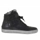 Zapato deportivo con cordones, cremallera y velcro en piel negra con brillos y charol laminado imprimido negro cuña 2 - Tallas disponibles:  32, 33