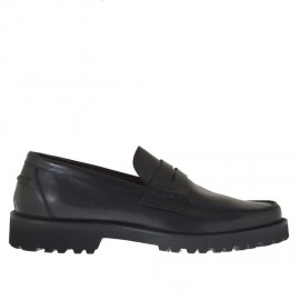 Mocasin para hombre en piel cepillada negra - Tallas disponibles:  47