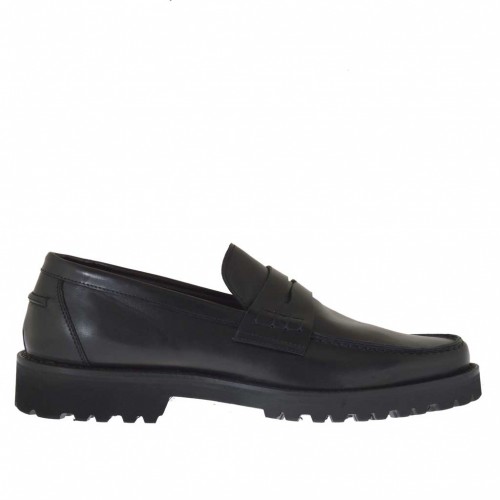 Mocasin para hombre en piel cepillada negra - Tallas disponibles:  47