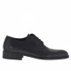 Men's laced derby shoe with captoe in black leather - Available sizes:  36, 38, 47, 48, 49, 50