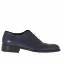 Elégant chaussure Oxford à lacets et bout droit pour hommes en cuir bleu foncé