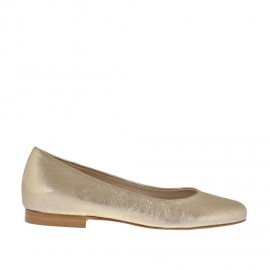 Zapato bailarina para mujer con punta redonda en piel laminada platino tacon 1 - Tallas disponibles:  32