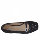 Ballerina da donna con cinturino in camoscio nero forato e pelle laminata argento tacco 1 - Misure disponibili: 32