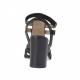 Woman's strappy sandal with strass in black leather and suede heel 8 - Available sizes:  32, 42