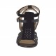 Woman's strappy sandal with strass in black leather and suede heel 8 - Available sizes:  32, 42