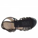 Woman's strappy sandal with strass in black leather and suede heel 8 - Available sizes:  32, 42