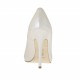 Open Toe Damenpump mit Plateau aus perligem elfenbeinfarbigem Leder Absatz 11 - Verfügbare Größen:  34, 42, 43, 44, 45