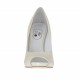 Open Toe Damenpump mit Plateau aus perligem elfenbeinfarbigem Leder Absatz 11 - Verfügbare Größen:  34, 42, 43, 44, 45