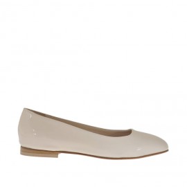 Zapato bailarina para mujer en charol de color polvo con punta cuadrada tacon 1 - Tallas disponibles:  32