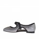 Scarpa stringata da donna in pelle anticata laminata argento e tessuto nero tacco 1 - Misure disponibili: 32