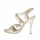 Sandalo da donna con plateau interno in pelle laminata platino tacco 11 - Misure disponibili: 43