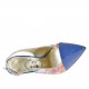 Slingback für Damen aus buntem gedrucktem Leder und elektrischblauem Lackleder Absatz 10 - Verfügbare Größen:  42