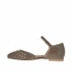 Zapato abierto para mujer con cinturon y tachuelas en piel y gamuza gris pardo tacon 1 - Tallas disponibles:  32
