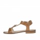 Sandalo da donna con fibbia e cinturini in pelle cuoio traforata tacco 1 - Misure disponibili: 42