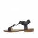 Sandalo da donna con fibbia e cinturini in pelle nera traforata tacco 1 - Misure disponibili: 42