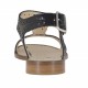 Sandalo da donna con fibbia e cinturini in pelle nera traforata tacco 1 - Misure disponibili: 42