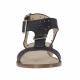 Sandalo da donna con fibbia e cinturini in pelle nera traforata tacco 1 - Misure disponibili: 42