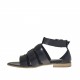 Chaussure ouvert pour femmes avec courroie et bandes en cuir noir talon 1 - Pointures disponibles:  33