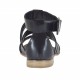 Chaussure ouvert pour femmes avec courroie et bandes en cuir noir talon 1 - Pointures disponibles:  33