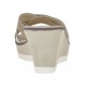 Woman's open mules with bands, strass and platform in white leather and sand suede wedge heel 7 - Available sizes:  42