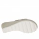 Woman's open mules with bands, strass and platform in white leather and sand suede wedge heel 7 - Available sizes:  42