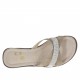 Sabo abierto para mujer con tiras, estrases y plataforma en piel blanca et gamuza arena cuña 7 - Tallas disponibles:  42