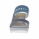 Woman's open mules platform in metalized blue leather and pierced aviation blue leather wedge heel 7 - Available sizes:  42