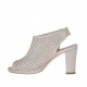 Woman's high-fronted sandal with back elastic and platform in pierced beige leather heel 8 - Available sizes:  31