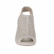 Woman's high-fronted sandal with back elastic and platform in pierced beige leather heel 8 - Available sizes:  31