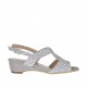Sandalo da donna con zeppa in camoscio grigio e camoscio con stampa optical bianca zeppa 3 - Misure disponibili: 46