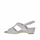 Sandale pour femmes avec talon compensé en daim gris et daim avec blanc impression optique talon compensé 3 - Pointures disponibles:  46