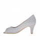 Zapato abierto para mujer en gamuza gris y estampada óptica blanca tacon 6 - Tallas disponibles:  45