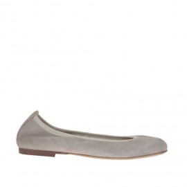 Zapato bailarina para mujer en gamuza gris perla tacon 1 - Tallas disponibles:  32