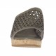 Woman's open mules with elastic band in pierced taupe leather with cork platform and wedge 6 - Available sizes:  42