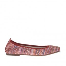 Woman's ballerina shoe in red multicolored printed leather heel 1 - Available sizes:  32