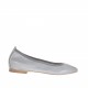 Woman's ballerina shoes with pointed toe in laminated silver coated suede heel 1 - Available sizes:  32, 33