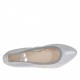 Woman's ballerina shoes with pointed toe in laminated silver coated suede heel 1 - Available sizes:  32, 33