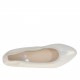 Ballerina da donna con punta sfilata in camoscio rivestito laminato platino tacco 1 - Misure disponibili: 32