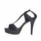 Ouvert chaussures pour femmes avec courroie et plateforme en daim et cuir noir talon 10 - Pointures disponibles:  42, 46