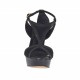 Ouvert chaussures pour femmes avec courroie et plateforme en daim et cuir noir talon 10 - Pointures disponibles:  42, 46