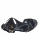 Scarpa aperta da donna con cinturino e plateau in camoscio e pelle nera tacco 10 - Misure disponibili: 31, 34, 42, 46