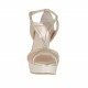 Woman's open shoe with strap and platform in laminated platinum and copper leather heel 10 - Available sizes:  42